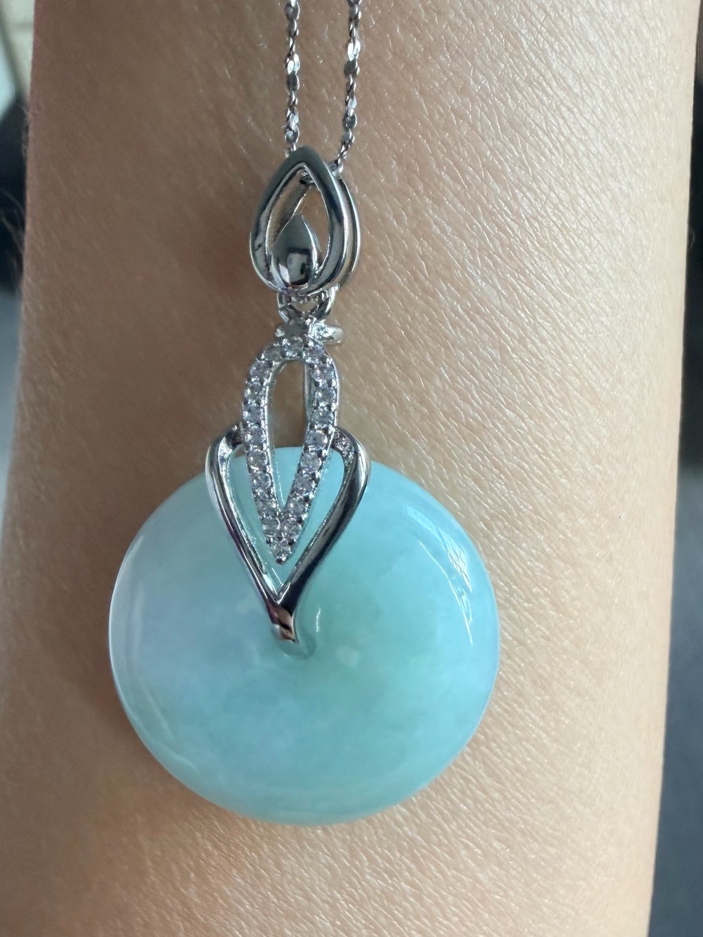 Natural Grade A Apple Green Jadeite "Ping An Kou" (Peace Disc) Pendant